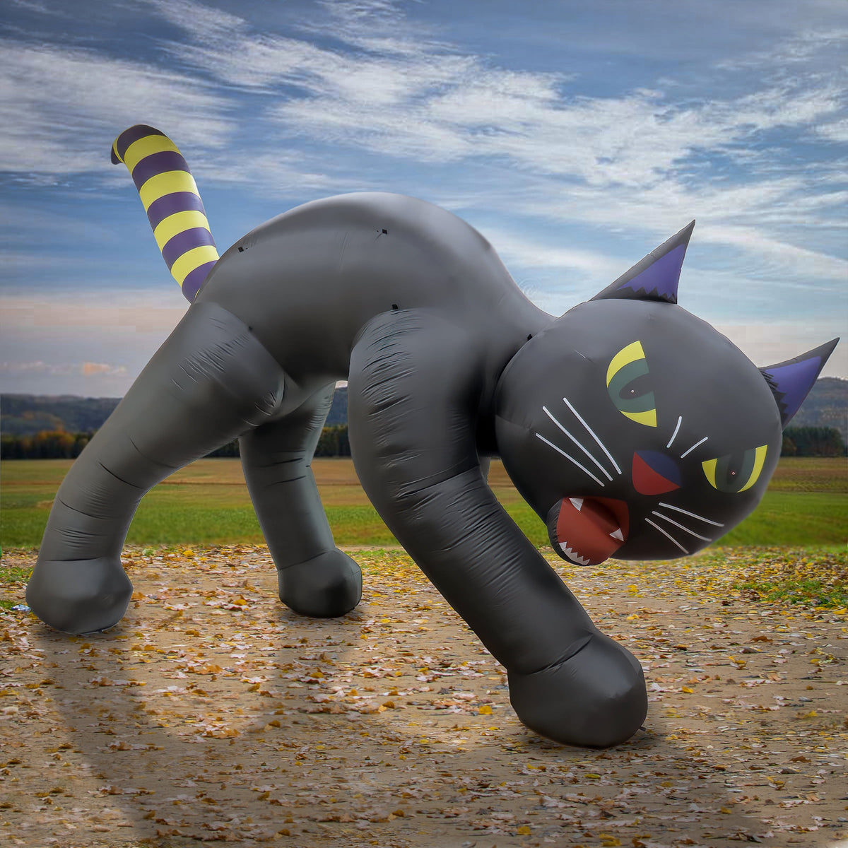 Witchwood™ 20 ft. Inflatable Halloween Black Cat, 4 Red LED Lights