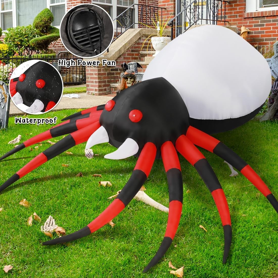 Witchwood™ Halloween Inflatable 8.5 FT Halloween Spider Inflatable, Giant Blow Up Spider with Built-in Lights, Outdoor Inflatable Halloween Decorations Halloween Blowup for Holiday/Party/Yard