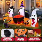 Witchwood™ 8.5FT Halloween Inflatables Pumpkin Ghost Family with Built-in LED Lights, Halloween Blow up Yard Decorations