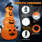 Witchwood™ Costway 8FT Halloween Inflatable Stacked Pumpkins Blow-up Holiday Decoration w/ LED Lights