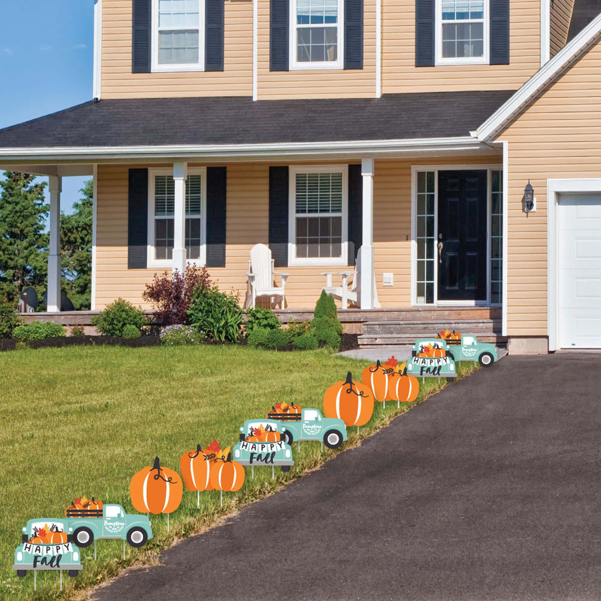 Witchwood™ Big Dot of Happiness Happy Fall Truck - Lawn Decorations - Outdoor Harvest Pumpkin Party Yard Decorations - 10 Piece