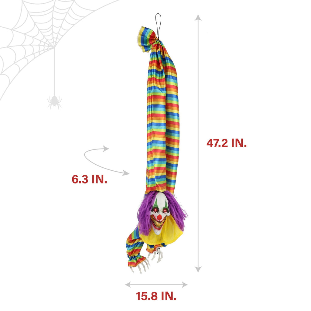 Witchwood™ 47 in Animatronic Hanging Upside Down Clown with Lights and Sound, Halloween Decoration, HHCLOWN-39HLSA