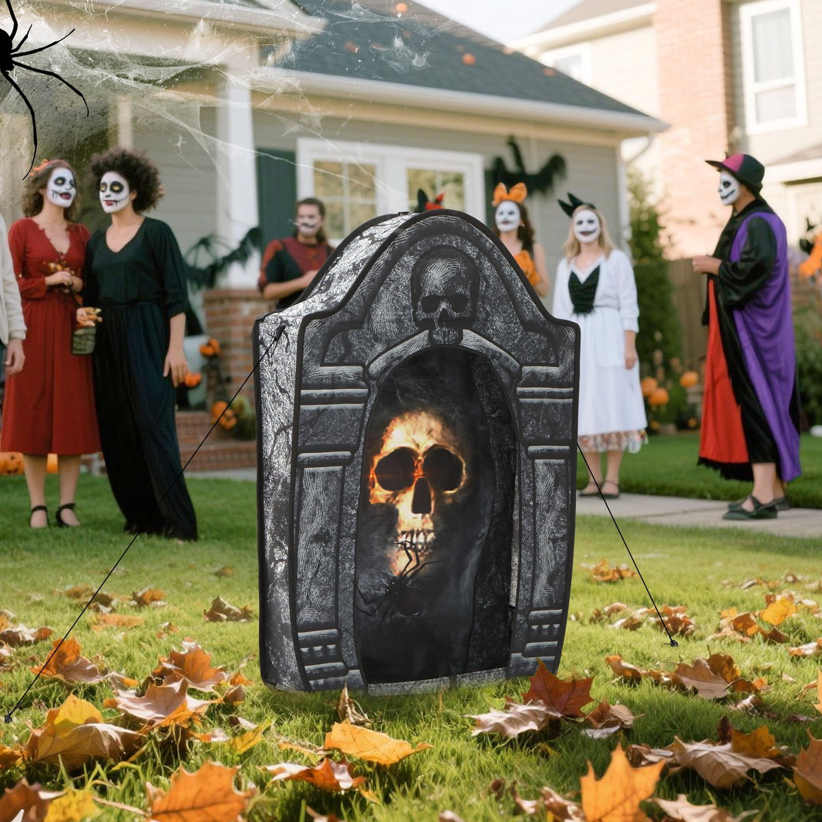 Witchwood™ Toiyjofe 3.5ft Large Halloween Tombstone with LED Skull Eyes, Foldable Battery Powered Graveyard Decor for Lawn, Garden & Haunted House