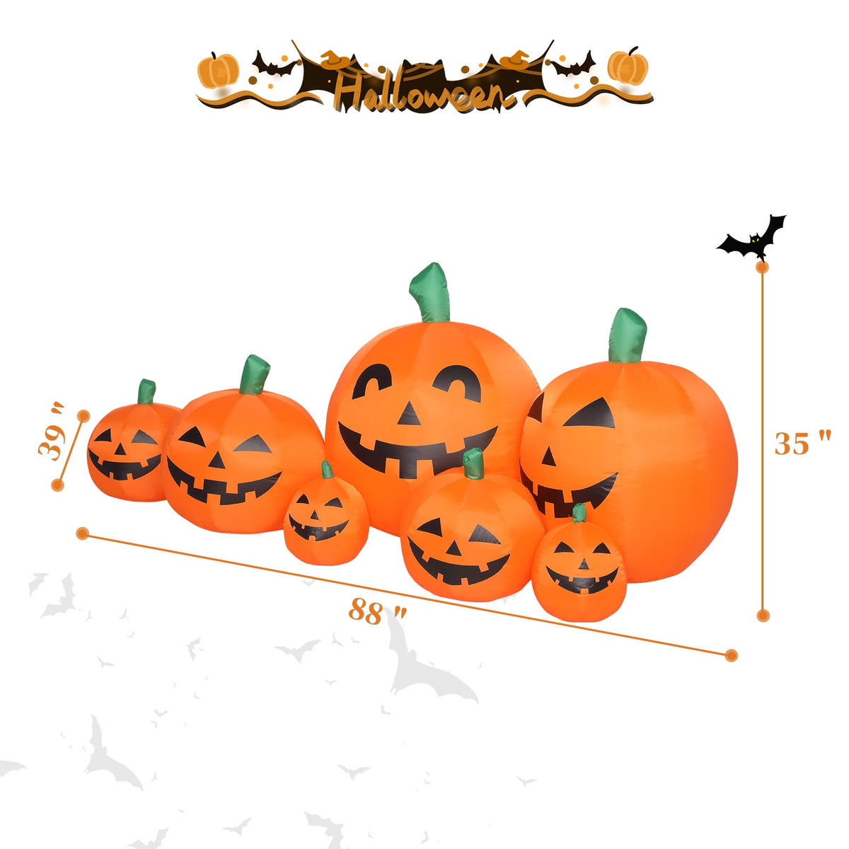 Witchwood™ 7.4' Halloween Inflatables Outdoor Halloween Decoration with LED Lights 7pcs Blow up Pumpkins
