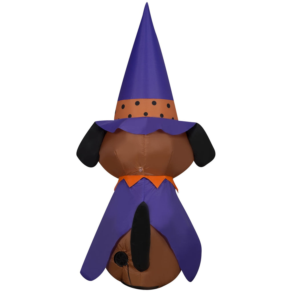Witchwood™ Halloween Inflatable Dog in Witch Hat, 4 ft Tall, Multi