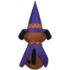 Witchwood™ Halloween Inflatable Dog in Witch Hat, 4 ft Tall, Multi