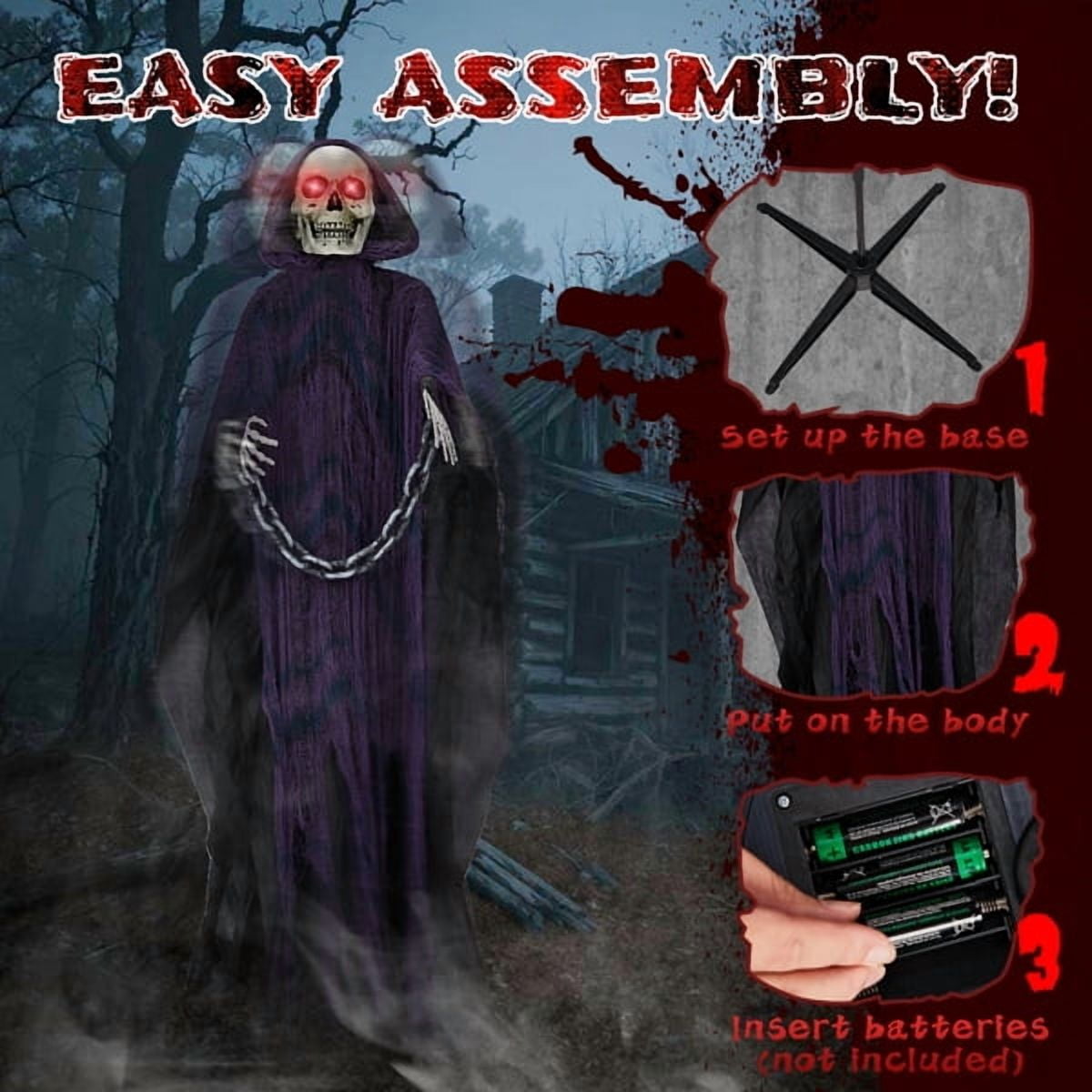 Witchwood™ 6ft Life-Size Halloween Animatronic Grim Reaper - Sound-Activated, 1-Minute Assembly for Yard/Haunted House/Party
