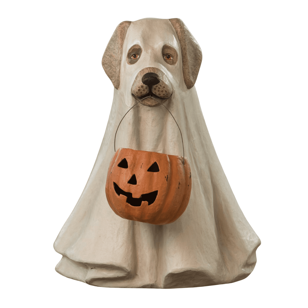 Witchwood™ Bethany Lowe 19.5" Large Ghost Dog Candy Bowl Paper Mache Halloween Decoration Statue