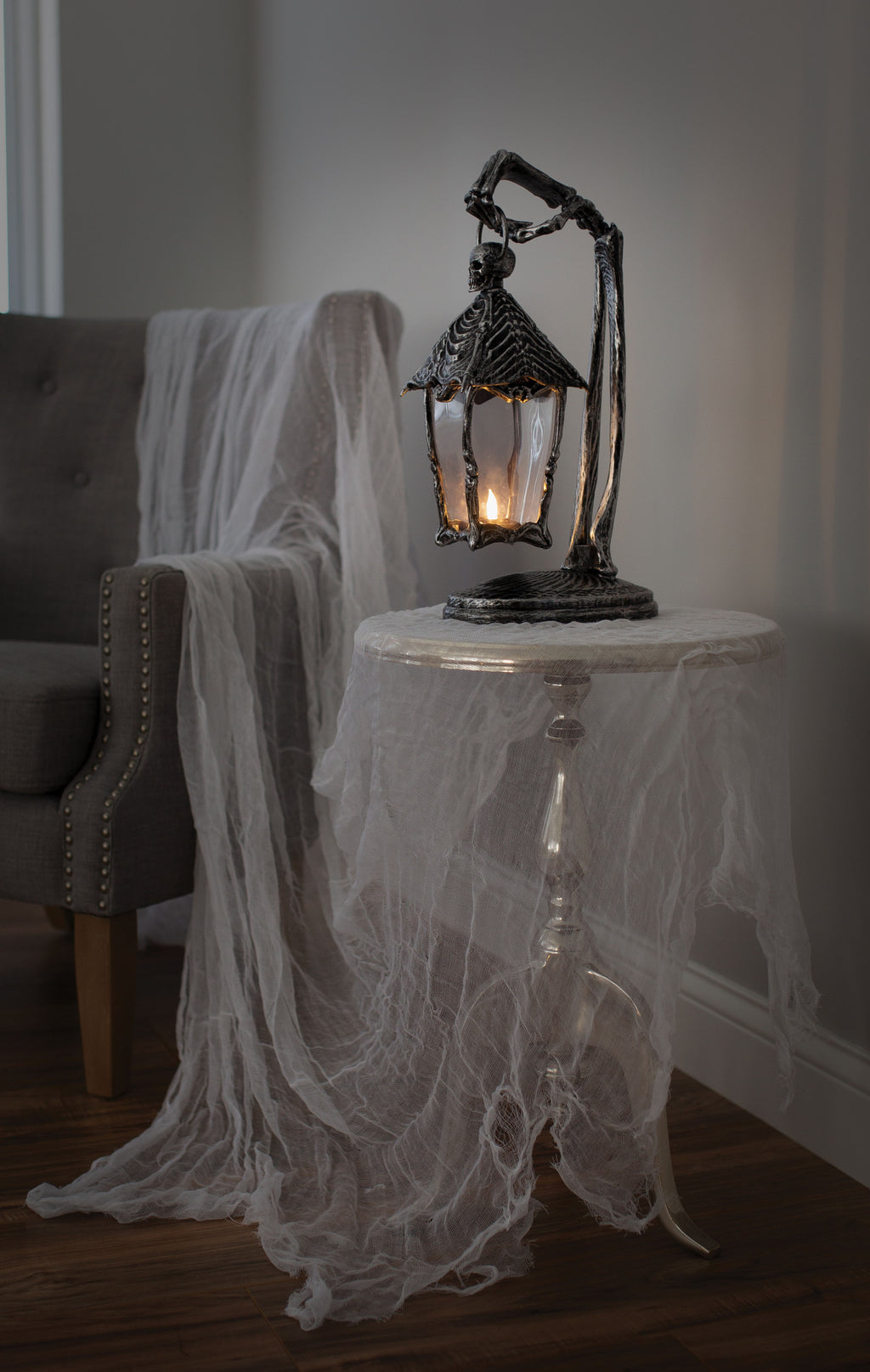 Witchwood™ Halloween Light Up Skeleton Lantern Tabletop or Hanging Wall Decoration