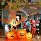Witchwood™ 8FT Halloween Inflatables Dead Tree,Outdoor Halloween Decorations with Built-in LED Lights,Halloween Blow Up Yard Decorations with Pumpkin,Ghost,and Owl