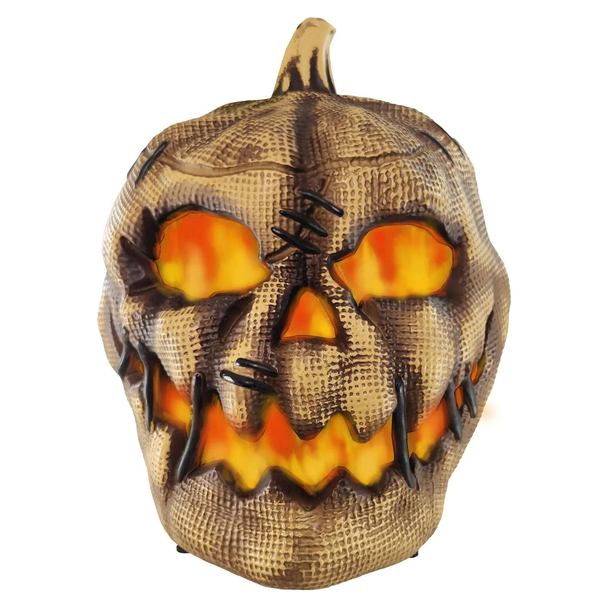 Witchwood™ 10" Animated Flaming Burlap Pumpkin Halloween Decoration