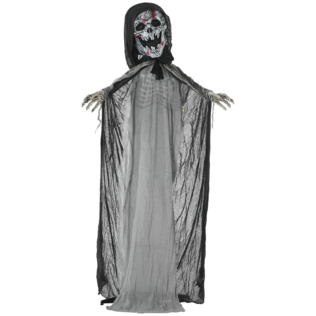 Witchwood™ Outsunny 74" Life Size Outdoor Halloween Decorations Skeleton Witch, Animated Prop Animatronic Decor with Sound and Motion Activated, Light Up Eyes and Chest, Howling and Chain Sound