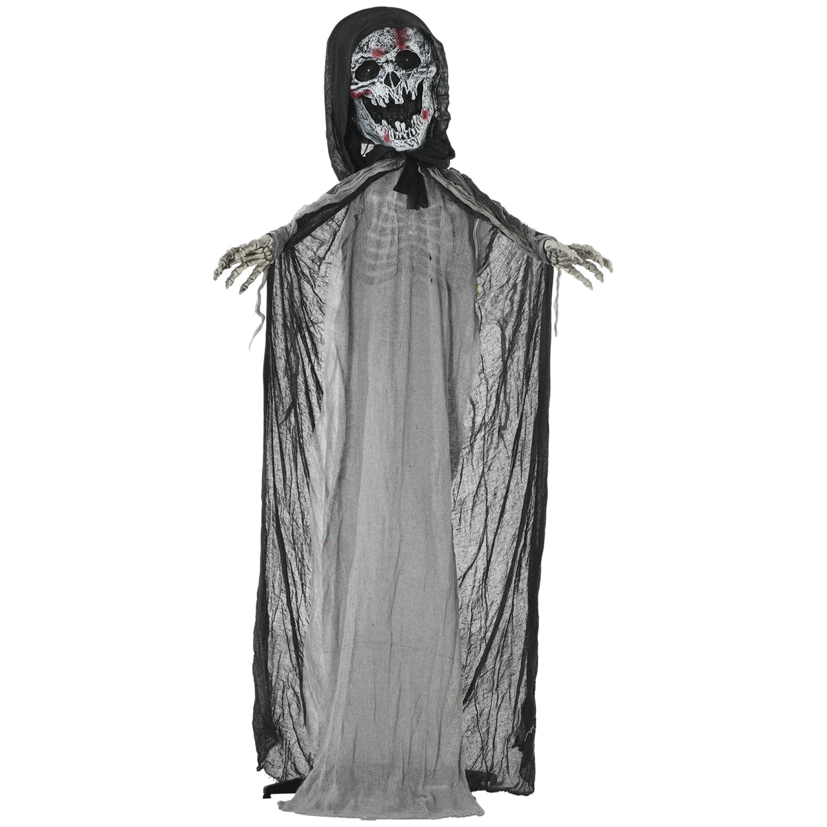 Witchwood™ Outsunny 74" Life Size Outdoor Halloween Decorations Skeleton Witch, Animated Prop Animatronic Decor with Sound and Motion Activated, Light Up Eyes and Chest, Howling and Chain Sound