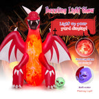 Witchwood™ Costway 8 FT Halloween Inflatable Red Dragon with Wings & Skull Holiday Decoration Light