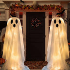 Witchwood™ Halloween Ghost Decorations 8ft Tall Glowing White Fabric Ghost with Light Stand for Front Porch Yard Indoor Outdoor Spooky Party Decor
