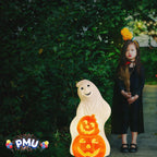 Witchwood™ PMU Halloween Light-Up Ghost Pumpkin Trick or Treat Blow Mold Decorations - Perfect for Halloween, Home, Lawn, Yard, Decor (Indoor and Outdoor)