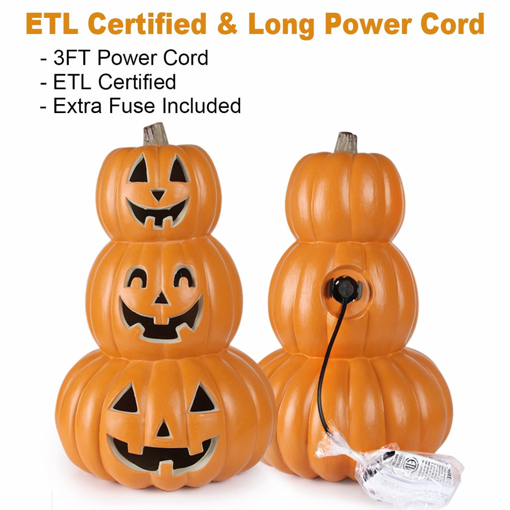 Witchwood™ 14 Inch Light Up Large Jack O Lantern - Halloween Pumpkin Decoration For Indoor/Outdoor