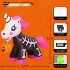 Witchwood™ COMIN 5 FT Halloween Inflatables Skeleton Unicorn Outdoor Decorations Blow Up Yard Pink Cute with Built-in LEDs for Indoor Party Garden Lawn Decor