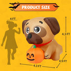 Witchwood™ COMIN 5 FT Halloween Inflatables Dog Outdoor Yard Decorations Blow Up Pug Holding Pumpkin with Built-in LEDs for Indoor Party Garden Lawn Decor