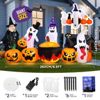 Witchwood™ 8.5FT Halloween Inflatables Pumpkin Ghost Family with Built-in LED Lights, Halloween Blow up Yard Decorations