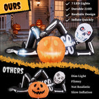 Witchwood™ 7' Halloween Inflatables Skeleton Outdoor Halloween Decoration Reclining Skeleton with Pumpkin,Built-In LED Lights