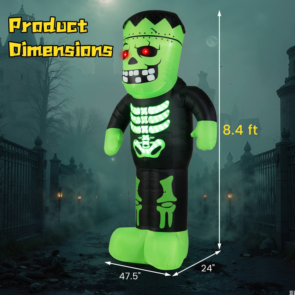 Witchwood™ Costway 8.4 Ft Tall Halloween Inflatable Decoration LED-lit Inflatable Green Zombie