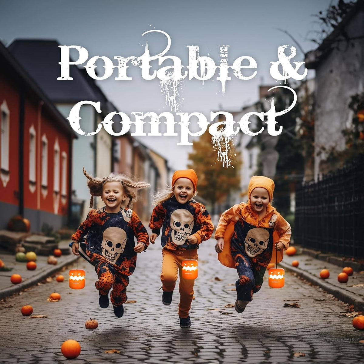 Witchwood™ EverBrite 3-Pack Halloween Pumpkin Lantern, Collapsible Jack O Lantern Pumpkins with Lanyard, Halloween Party Favors, Light up Pumpkin Outdoor for Halloween Party Decoration, Battery Included