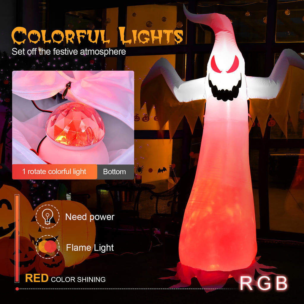 Witchwood™ Costway 8 FT Halloween Inflatable White Ghost with Rotatable Flame LED Lights