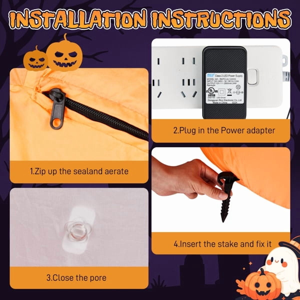 Witchwood™ 2.8FT Halloween Inflatable Animated Pumpkin Ghost, 2 White LED Lights, Weather-Resistant Polyester, for Small Spaces/Accent Decor