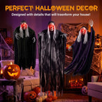 Witchwood™ 3 Pack Hanging Skeleton Ghosts for Halloween Decorations Outdoor, Grim Reaper for Halloween Decor