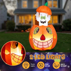 Witchwood™ 2.8FT Halloween Inflatable Animated Pumpkin Ghost, 2 White LED Lights, Weather-Resistant Polyester, for Small Spaces/Accent Decor