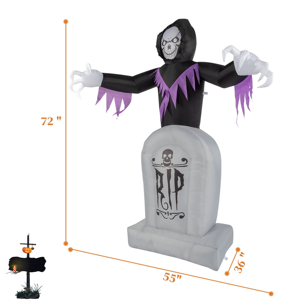 Witchwood™ Inflatable Halloween Decoration 6 FT Reaper for Halloween Party Outdoor, Yard, Garden, Lawn Decorations