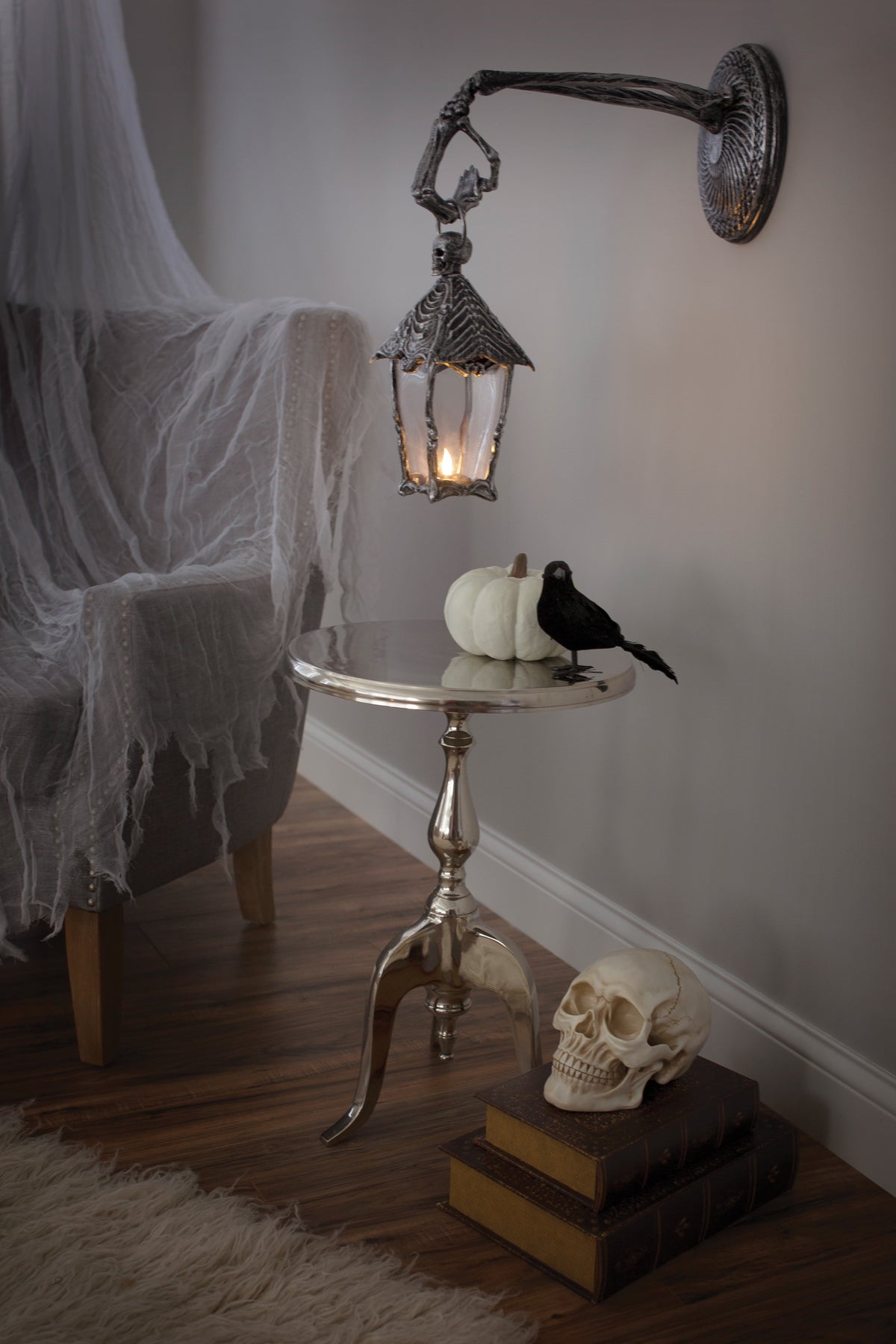 Witchwood™ Halloween Light Up Skeleton Lantern Tabletop or Hanging Wall Decoration