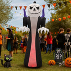 Witchwood™ 12 FT Halloween Inflatables Ghost Outdoor Halloween Decoration w/ Pumpkins Head