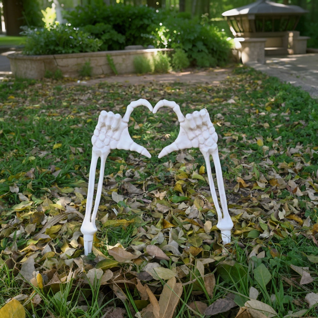 Witchwood™ Halloween Skeleton Stakes Decorations, Love Pose 2 Piece Hands Arms with Lawn Stakes for Outdoor Yard Garden Decor