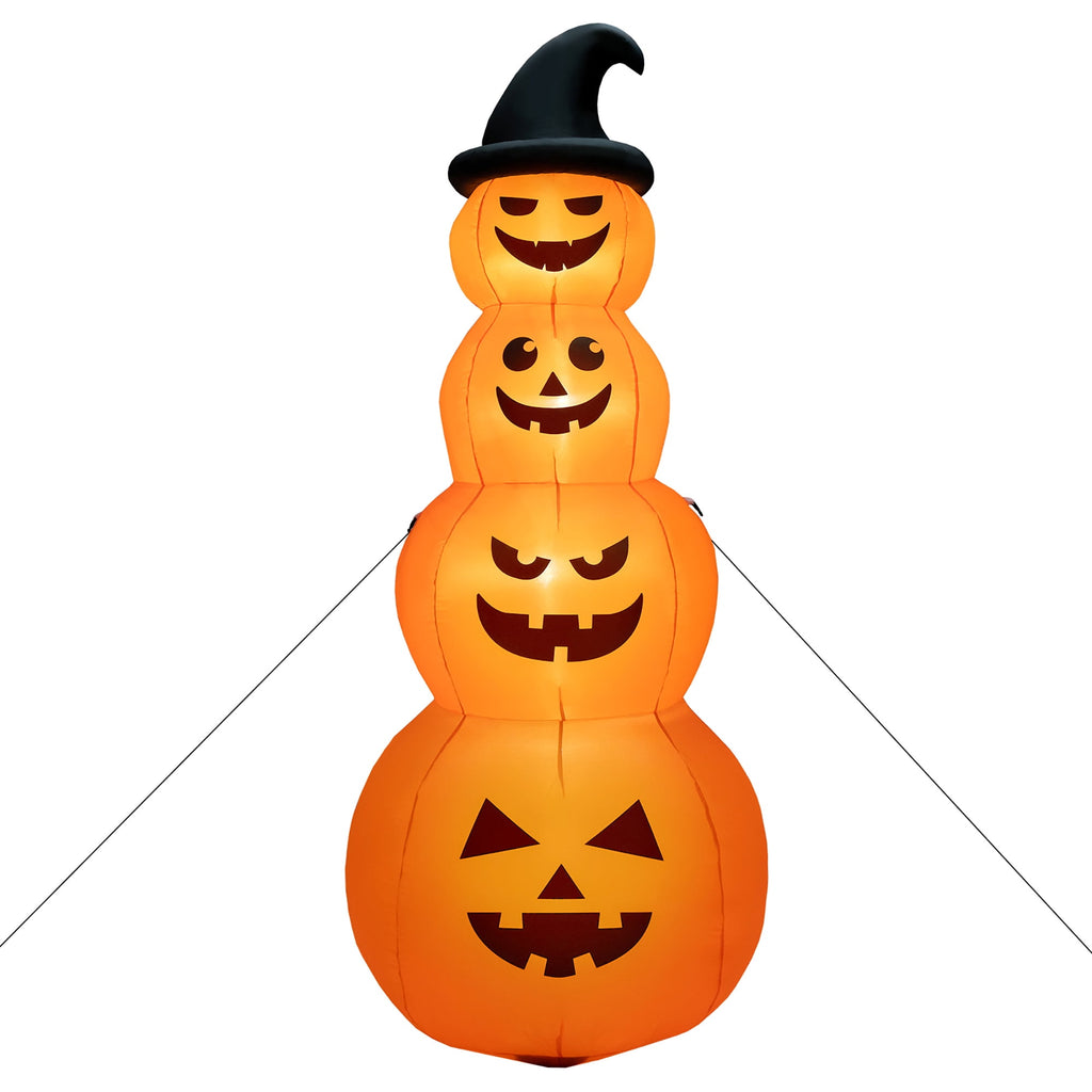 Witchwood™ Gymax 8 ft Inflatable Halloween Pumpkins Stack Holiday Decor w/ Built-in LED Lights