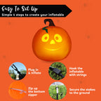 Witchwood™ 5 Ft Tall Halloween Inflatable Pumpkin,Blow Up Pumpkin with Projector Face and Music Lights,Outdoor Decorations for Yard,Garden,Lawn,Party