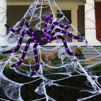 Witchwood™ Spider Webs Halloween Decorations Outdoor, 50" Light Up Giant Spider + 276" Triangular Spider Webs, Yard Outdoor Halloween Decor