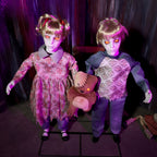 Witchwood™ Apocalypse Twins Halloween Animatronics with Red Eyes & Head Sync, 3-Ft