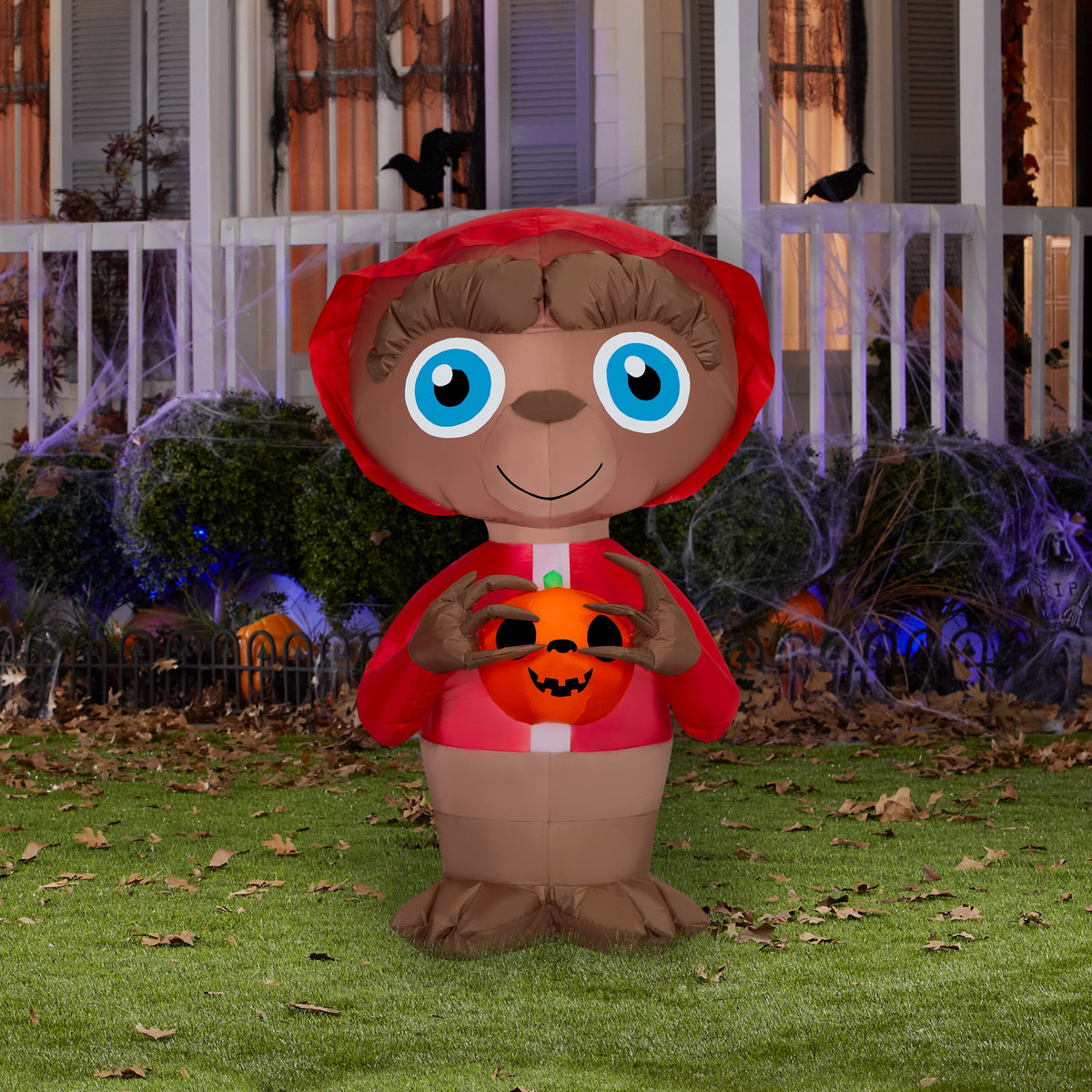Witchwood™ SS555113G 38 in. Air Blown Inflatable E.T. The Extra-Terrestrial with Jack-O-Lantern Halloween Outdoor Decoration