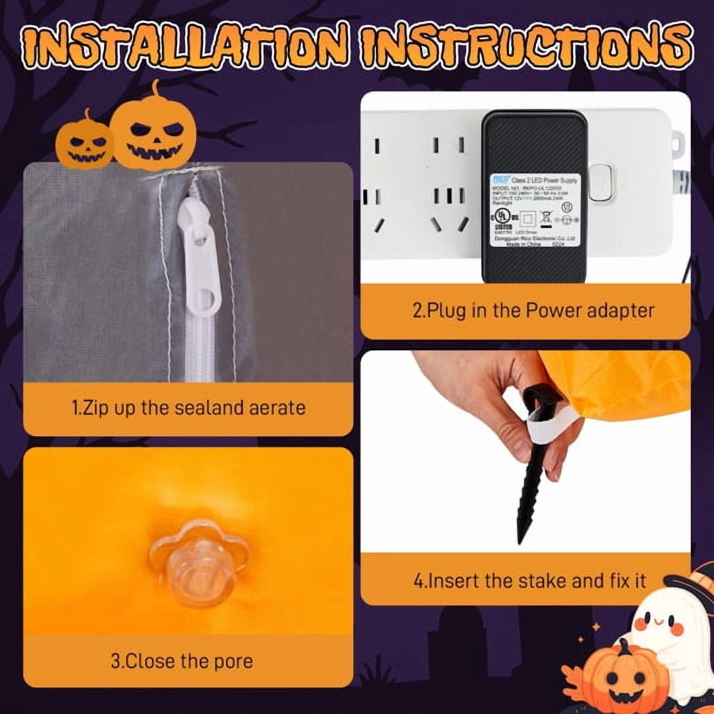 Witchwood™ 9.6FT Halloween Inflatable Skeleton Tombstone Banner, Built-in 4 White LED Lights, Quick Inflation for Yard/Patio/Party
