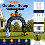 Witchwood™ 10FT Halloween Inflatable Arch for Outdoor Decor, LED Lighted Scary Archway with Ghost & Pumpkin, Blow Up Yard Decoration for Haunted Party Graveyard