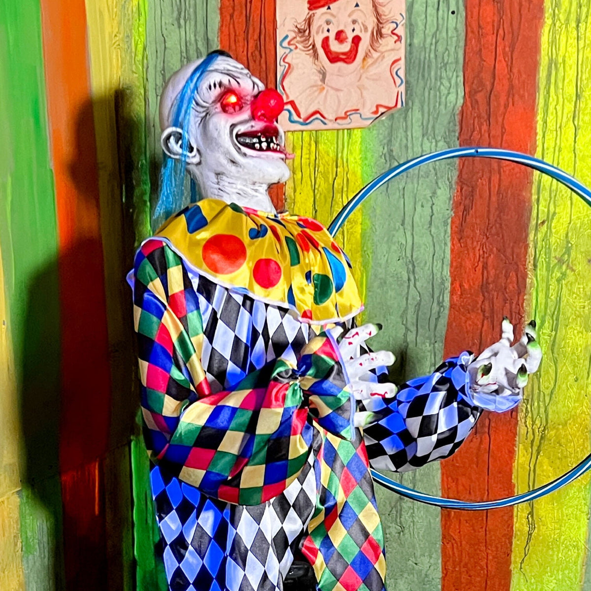 Witchwood™ 5.9 ft Voice & Sound-Sensor Clown on Tricycle Halloween Animatronic, HHTRIBKCLOWN-1FLSA