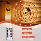 Witchwood™ Halloween Spider Web Light LED and a 5in Spider, 3.28ft Spider Web Light Decorations 70 LED Lighted, Indoor Outdoor House Yard Garden Scary Halloween Window Light, Battery Operated, Purple