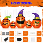 Witchwood™ 8FT Halloween Inflatable Pumpkins Blow ups Outdoor Decorations, Five Pumpkins with LED Lights for Party Yard