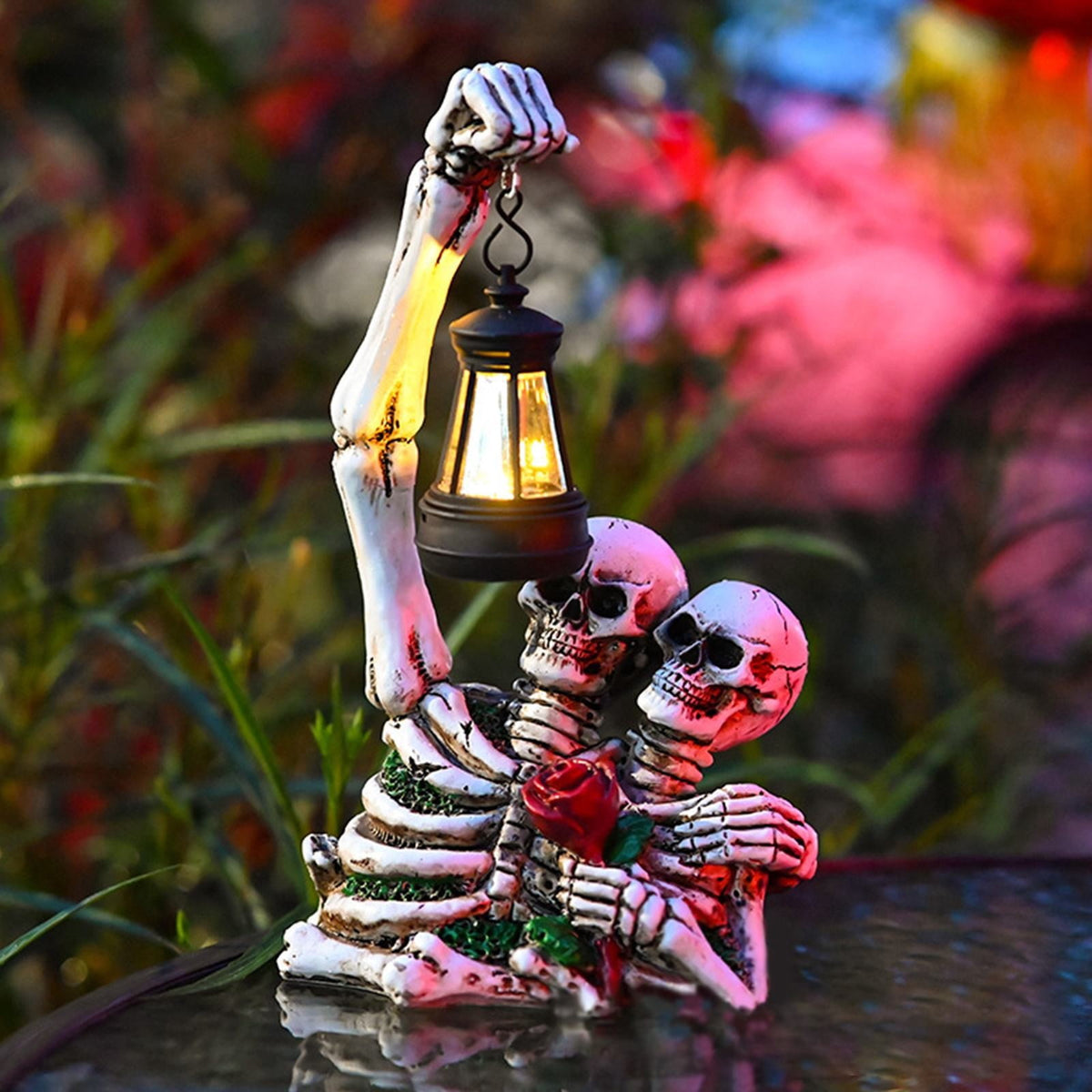 Witchwood™ Uanit Halloween Couple Skull Lamp Halloween Decoration Outdoor Solar Garden Courtyard Festival Decoration