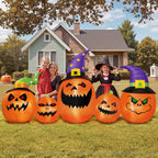 Witchwood™ (2 pack) 8FT Halloween Inflatable Pumpkins Blow ups Outdoor Decorations, Five Pumpkins with LED Lights for Party Yard