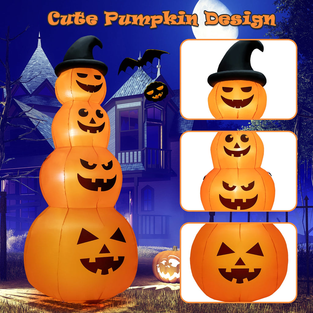 Witchwood™ Gymax 8 ft Inflatable Halloween Pumpkins Stack Holiday Decor w/ Built-in LED Lights