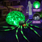 Witchwood™ 8FT Halloween Inflatables Outdoor Decorations Giant Spider Decorations with LED Lights and Air Pump Blow up Inflatable Green