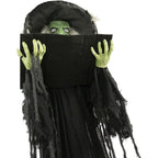 Witchwood™ 5.5 ft Poseable Witch with Spell Book, Lights and Sound, Indoor/Covered Outdoor Halloween Decoration, HHWITCH-9FLS